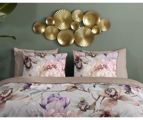 Lenjerie de pat gri-maro din bumbac satinat pentru pat de o persoană, extinsă 140x220 cm Colinda – Descanso