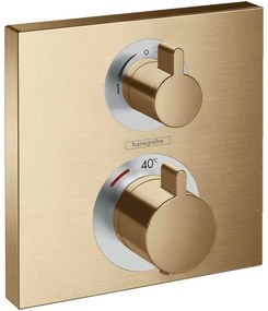 Baterie termostatata incastrata pentru 2 consumatori, bronz periat Bronz periat