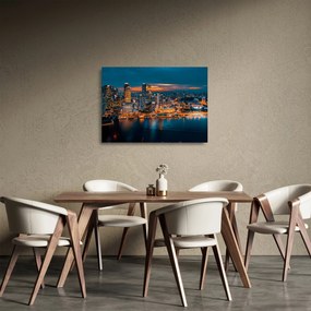 Tablou pe sticlă cu orașul nocturn (70x50 cm)