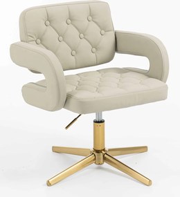 HR8403CROSS Scaun Ecru Piele Ecologica Premium Soft cu Bază Aurie