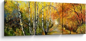 Tablou - Alee romantică de-a lungul apei, pictură în ulei (cu ceas) (90x30 cm)