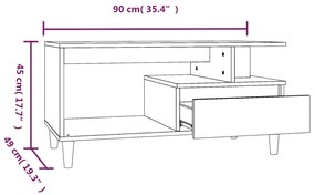 Masuta de cafea, stejar fumuriu, 90x49x45 cm, lemn prelucrat 1, Stejar afumat