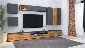 Living haaus Haga V1, Antracit/Stejar Wotan, L 360 cm