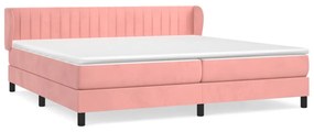 3127636 vidaXL Pat box spring cu saltea, roz, 200x200 cm, catifea