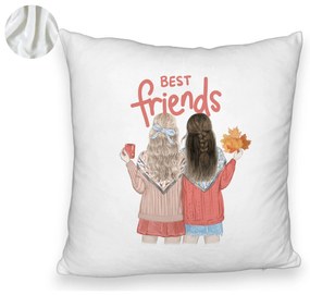 Perna Decorativa Fluffy, Model Best Friends, 40x40 cm, Alba, Husa Detasabila, Burduf