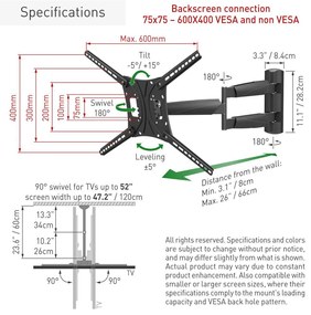 Barkan TV Wall Mount 13"- 83" Black