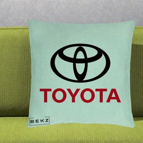 Perna Personalizata cu emblema Toyota, 40x40 cm, Verde Menta, Husa Detasabila, Perna Inclusa, BEKZ®