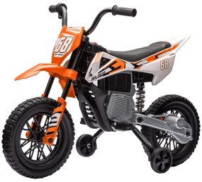 AIYAPLAY Motocicletă Electrică pentru Copii, 12V Motocicletă pentru Copii cu Muzică, Vehicul pentru Copii cu Rotile de Sprijin, 3-6 ani, Portocaliu | Aosom Romania