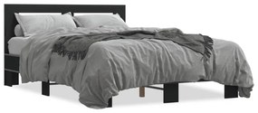 3280107 vidaXL Cadru de pat, negru, 120x200 cm, lemn prelucrat și metal