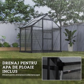 Outsunny Seră de Grădină din Policarbonat Anti UV cu Fereastră și Ușă Glisantă, 190x132x201 cm | Aosom Romania