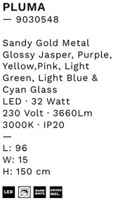 Lustra cu 4 pendule LED design modern Pluma multicolor