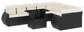 3268756 vidaXL Set canapele de grădină cu perne, 10 piese, negru, poliratan