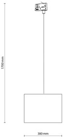 Lustră pe cablu pentru sistem de șină trifazic TRACER 1xE27/15W/230V d. 38 cm negru/alb