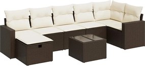 vidaXL Set canapele de grădină cu perne, 8 piese, maro, poliratan