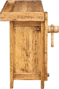 Banc de tamplar, L119 63 H90 cm, usi glisante, natur antic, lemn masiv