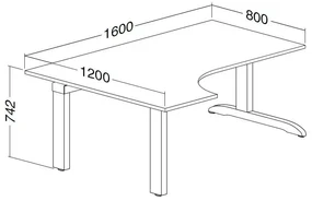 Birou ergonomic ProOffice C 180 x 120 cm, stanga, fag
