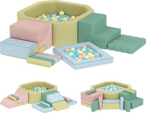 AIYAPLAY Set 15 Blocuri de Construcții Moi Modulabile pentru Copii cu 200 de Mingi pentru Uz Intern, Multicolor | Aosom Romania