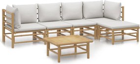 vidaXL Set mobilier de grădină cu perne gri deschis, 6 piese, bambus