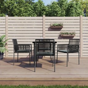 vidaXL Set mobilier grădină cu perne, 5 piese, negru, poliratan &amp; oțel