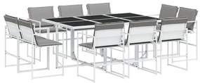 3295094 vidaXL Set mobilier de grădină, 11 piese, cu perne, alb, textilenă