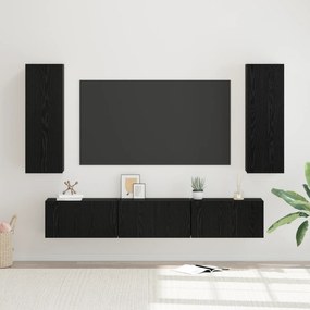 vidaXL Set comodă TV 5 pcs Stejar negru Mediu 30.5 x 30 x 90 cm