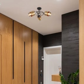 Lustră aplicată MILLEY 3xE27/40W/230V negru/alamă Globo 15560-3D