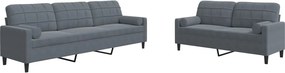 vidaXL Set de canapele cu perne/rulouri, 2 piese, gri închis, catifea