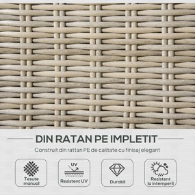 Outsunny Set Mobilier de Grădină Ratan 4 Piese, Canapea, Fotolii, Măsuță, Perne Detașabile Lavabile, Kaki Bej | Aosom Romania