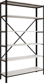 Raft metalic pentru carti, 110x180.2x30 cm, Ralph, ADRK Furniture (Culoare: Negru / Sonoma)