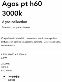 Stalp LED iluminat exterior modern Agos pt h60 3000k negru