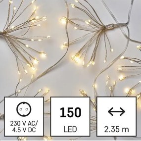 Instalație LED de Crăciun 150xLED/5,35m alb cald