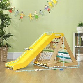 AIYAPLAY Set 5 în 1 pentru Cățărat pentru Copii cu Triunghi Montessori cu Frânghie, 119x63x61 cm, Multicolor | Aosom Romania