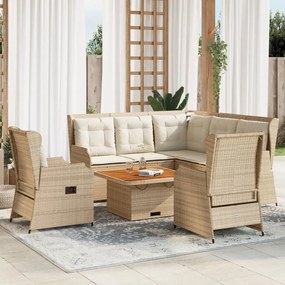 3262158 vidaXL Set mobilier de grădină cu perne, 6 piese, bej, poliratan