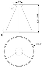 Lustra suspendata LED design tehnic, diametru:80cm, Rim alama MYMOD058PL-L42BS4K