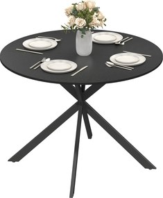HOMCOM Masă rotundă pentru 4 persoane, masă de bucătărie în stil industrial cu picioare din oțel, pentru sufragerie, bucătărie, negru | Aosom Romania