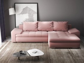 Colțar extensibil dumonde cu ladă de depozitare si sezut confortabil din spuma high-density, Leonardo Royal Roz 260x185 cm II