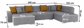 Canapea, gri/muştar, model dreapta, BELLIS U