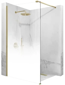 Paravan de dus   Perete de dus Walk in Rea Aero Ombre 110Ã 195 cm sticla fumurie alba securizata de 8 mm cu profil auriu periat