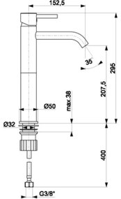 Baterie de lavoar KFA Armatura 5822-612-81 NEDA 29,5 cm alamă/negru mat
