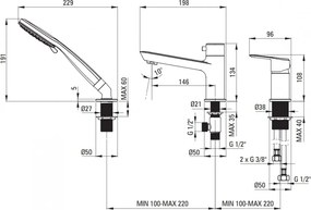 ARNIKA Baterie pentru Cadă cu 3 Orificii finisaj titan BQA_D13M