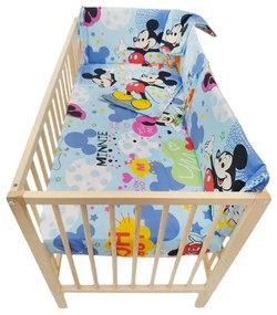 Lenjerie patut 120x60 cm cu aparatori laterale h33 cm, 6 piese, mickey as