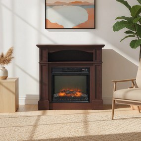 HOMCOM Șemineu electric efect flăcări LED luminozitate reglabilă cu telecomandă - 1800 W - 80,5 x 32,3 x 80,5 cm | Aosom Romania