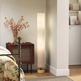HOMCOM Lampadare de podea pentru living cu abajur din in, comutator de picior, 2 x dulie E27, 120 cm, gri | Aosom Romania