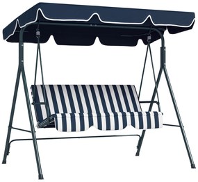Outsunny Leagăn de Grădină cu 3 Locuri cu Acoperiș Solar, Balansoar în Aer Liber cu Structură din Oțel și Poliester, 172x110x153 cm, Alb și Albastru | Aosom Romania