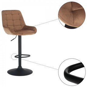 SCN602 - Scaun tapitat catifelat pentru bar, lounge, inaltime reglabila - Maro