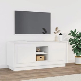 Comoda TV, alb, 102x35x45 cm, lemn prelucrat