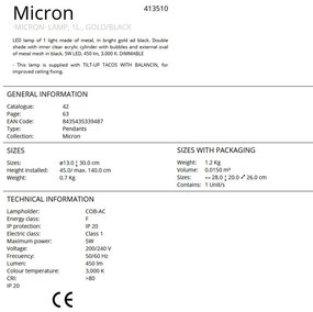 Pendul LED design modern Micron negru/auriu