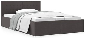 vidaXL Cadru pat hidraulic depozitare gri închis 140x200 cm textil