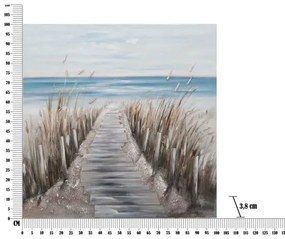 Tablou decorativ din panza si lemn de pin, 100 x 3,8 x 100 cm, Beach Mauro Ferreti