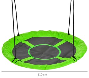 Outsunny Balanță cuib de pasăre rotundă, coș de balanță Ø 110 cm, 4 inele incluse, metal epoxidic, Oxford de înaltă densitate, verde | Aosom Romania